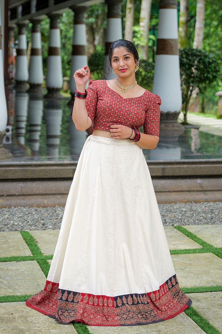 Parijatham Top & Skirt Red (ONMKUL)