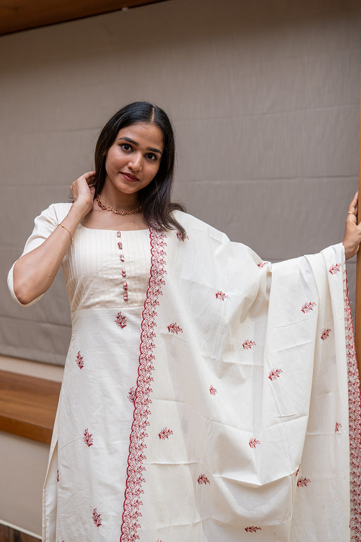 Padmam Red- Top,Bottom & Dupatta (ONMKD001)