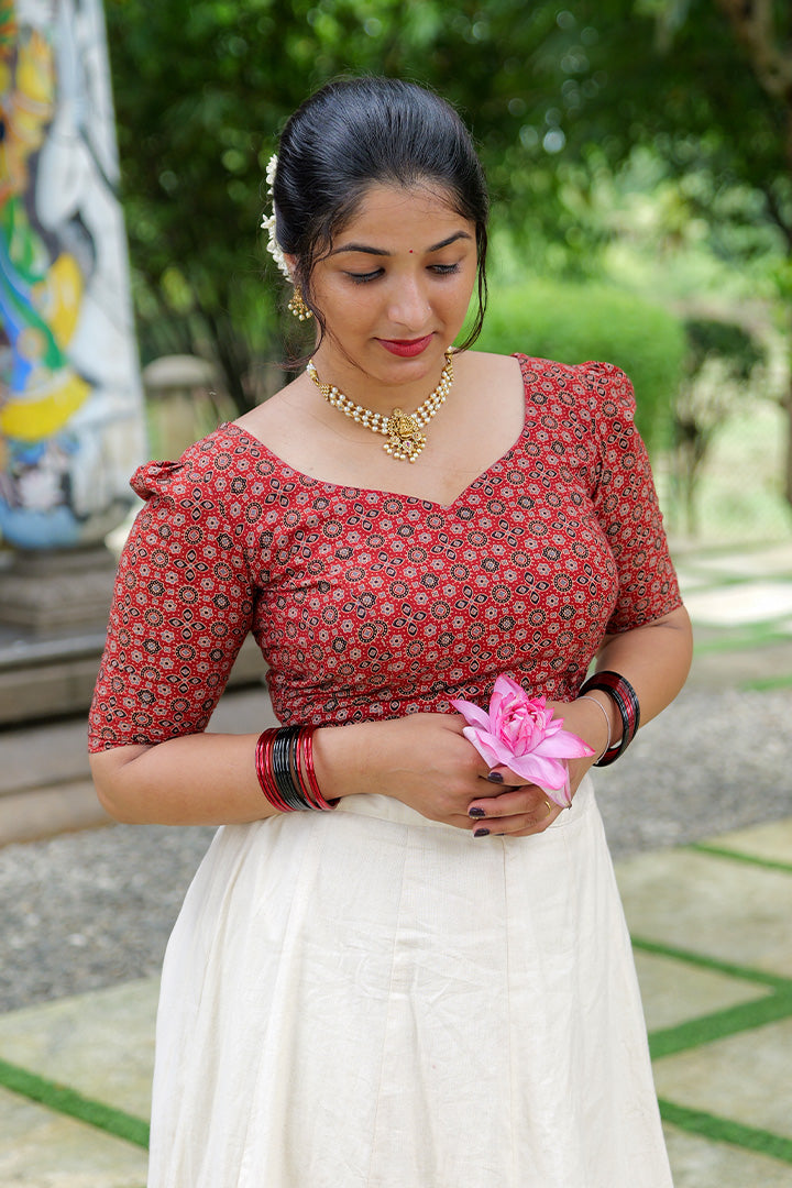 Parijatham Top & Skirt Red (ONMKUL)