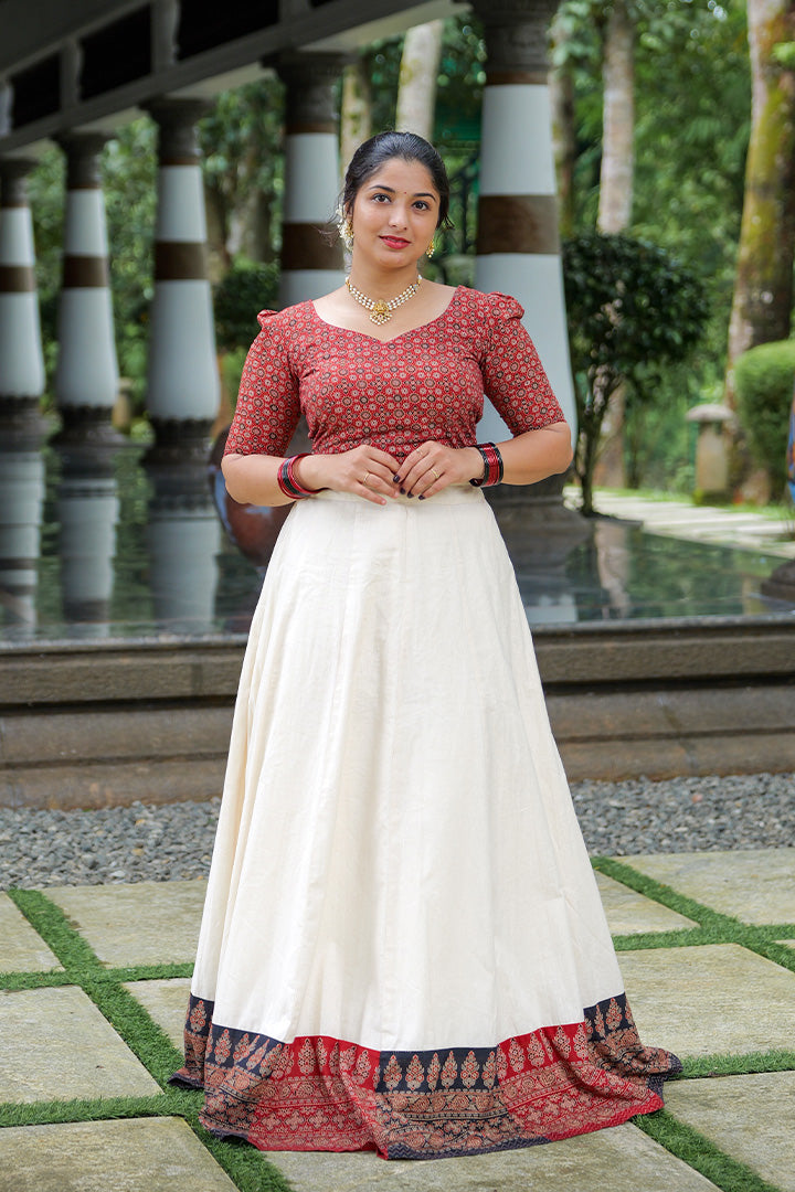 Parijatham Top & Skirt Red (ONMKUL)