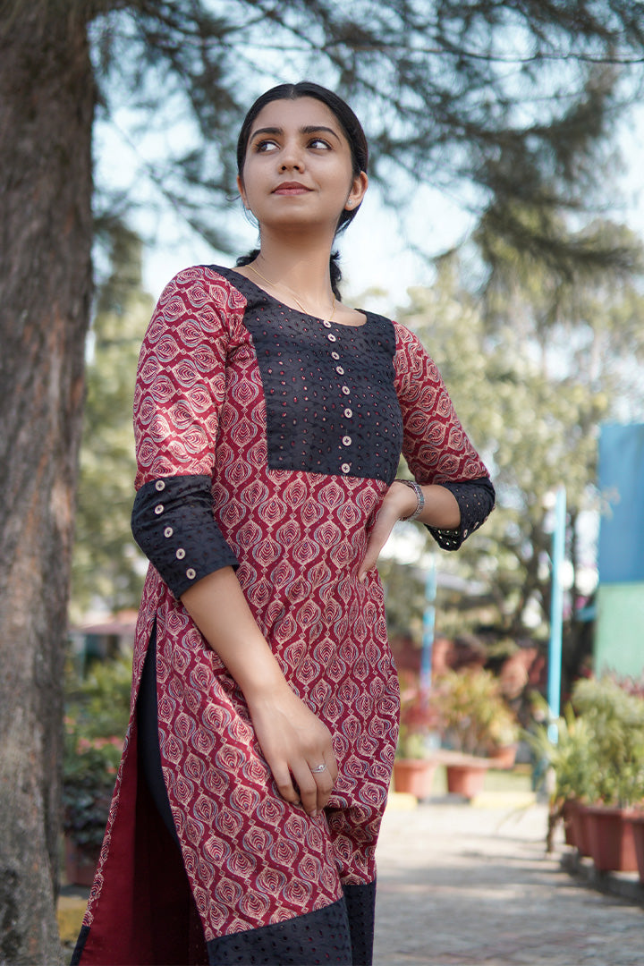 Mae - Maroon Printed Kurti