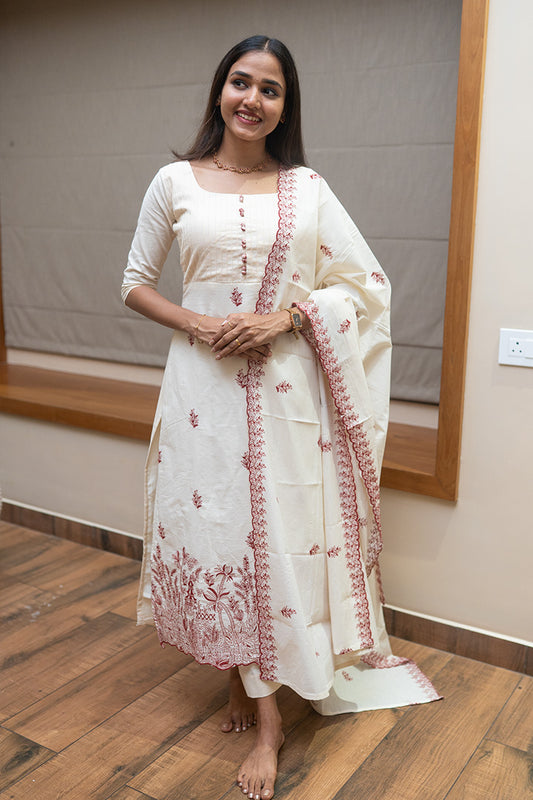 Padmam Red- Top,Bottom & Dupatta (ONMKD001)