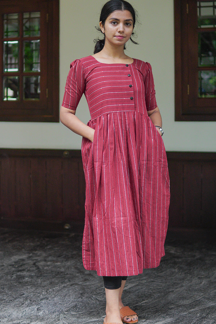 Maroon red Nyra-cut dress- Dezire | Kulina® – KULINA