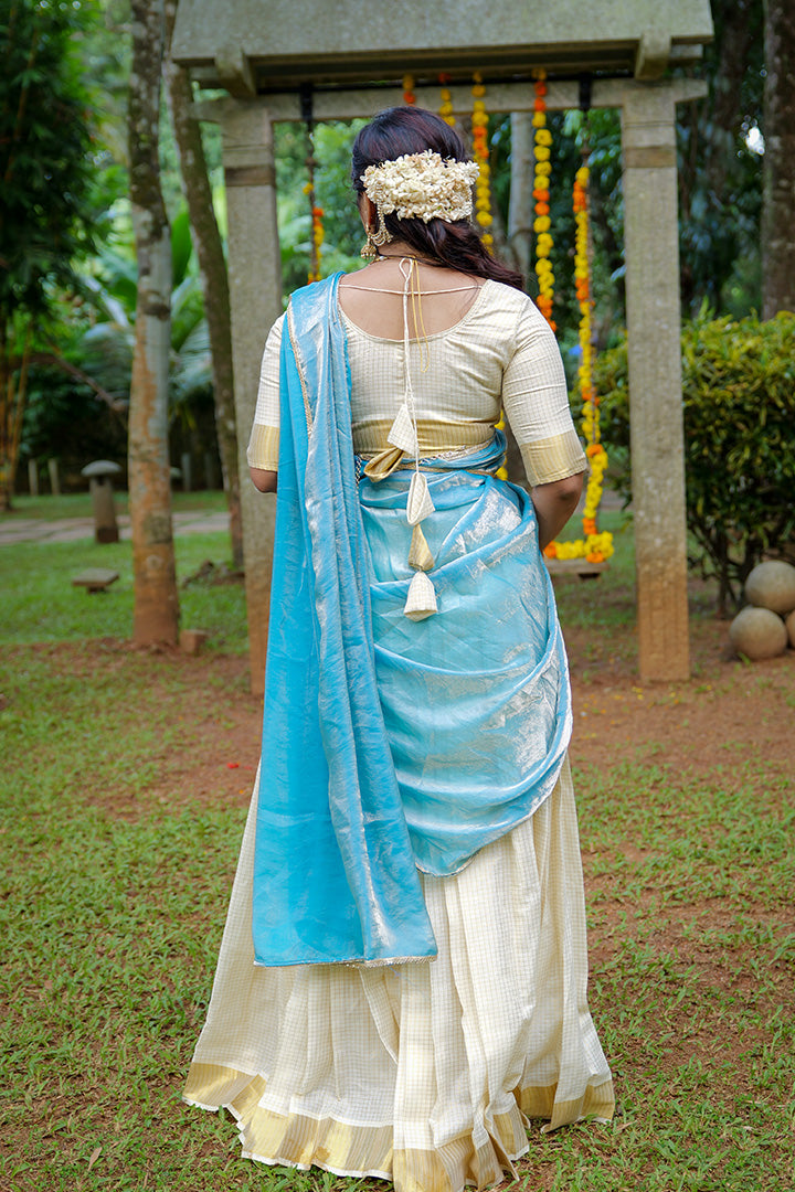 Varnam Top,skirt & Dupatta Blue (ONMKUL)