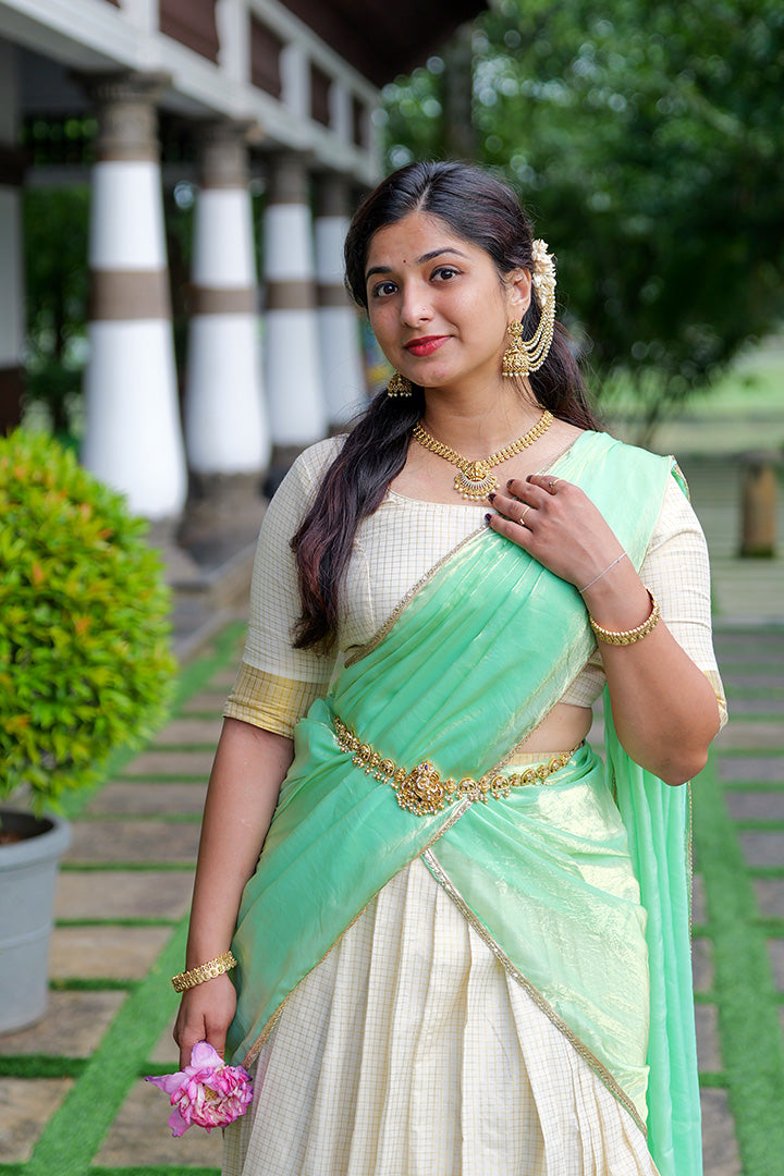 Varnam Top, Skirt & Dupatta Green (ONMKUL)