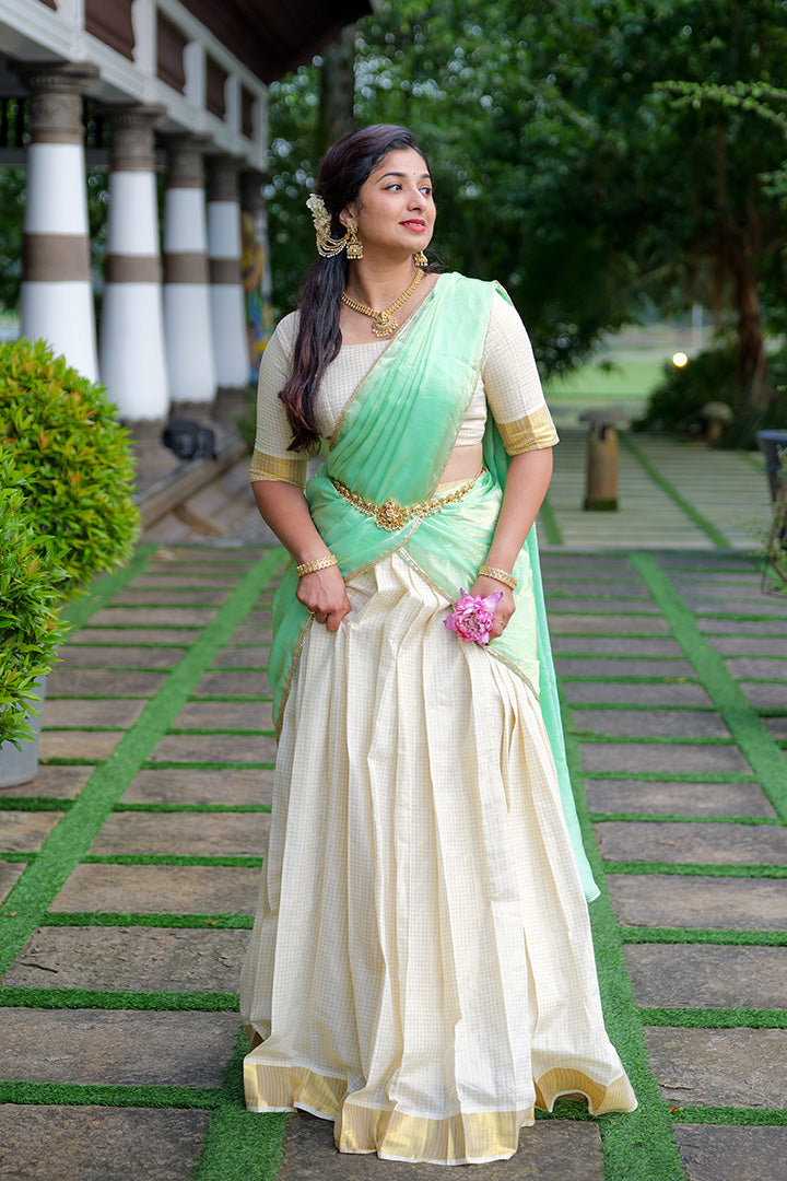 Varnam Top, Skirt & Dupatta Green (ONMKUL)