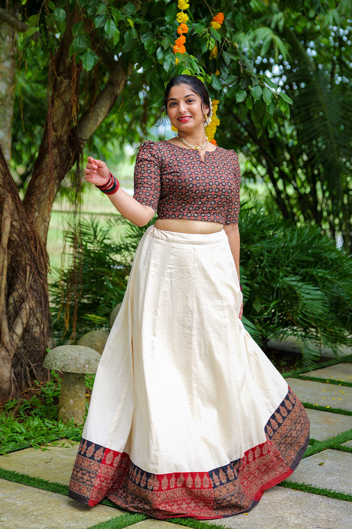 Parijatham Top & Skirt Black (ONMKUL)