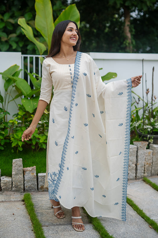 Padmam Blue -Top, Bottom & Dupatta  (ONMKD001)
