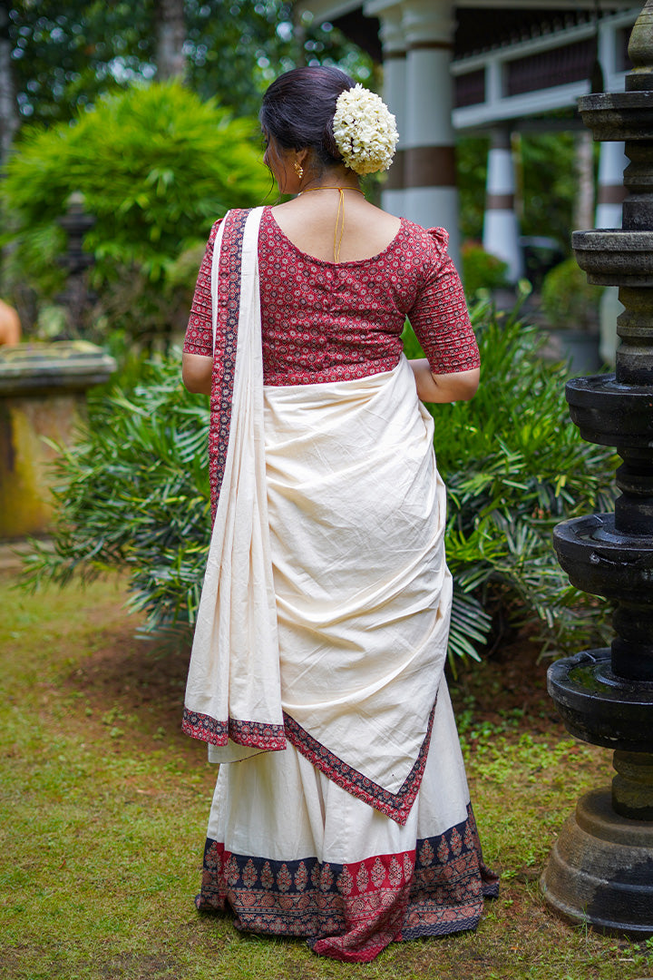 Parijatham Top, Skirt & Dupatta-Red (ONMKUL)