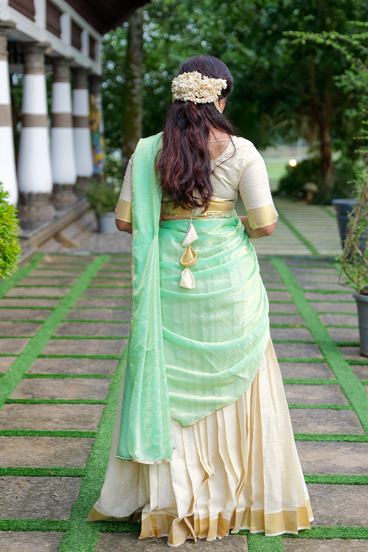 Varnam Top, Skirt & Dupatta Green (ONMKUL)