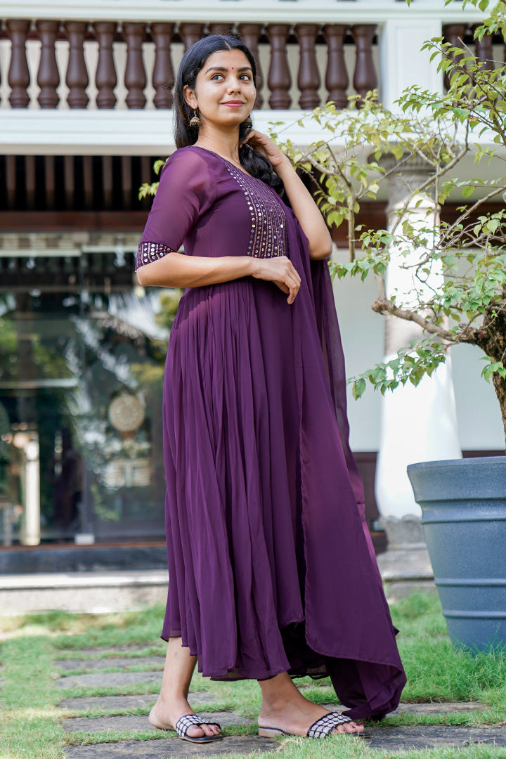 Dark purple outlet anarkali